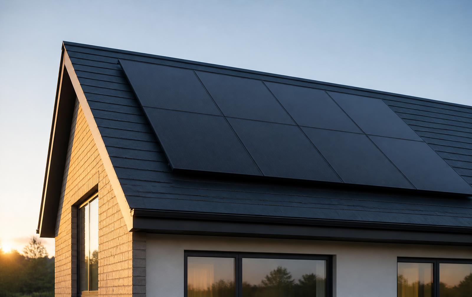 Close detail of solar panels fitted to a Yorkshire home roof